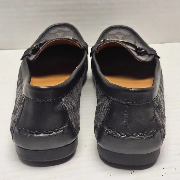 Coach Olive Black Gray Signature Logo Print Canvas Leather Loafer Shoes 10 40 - Picture 11 of 15
